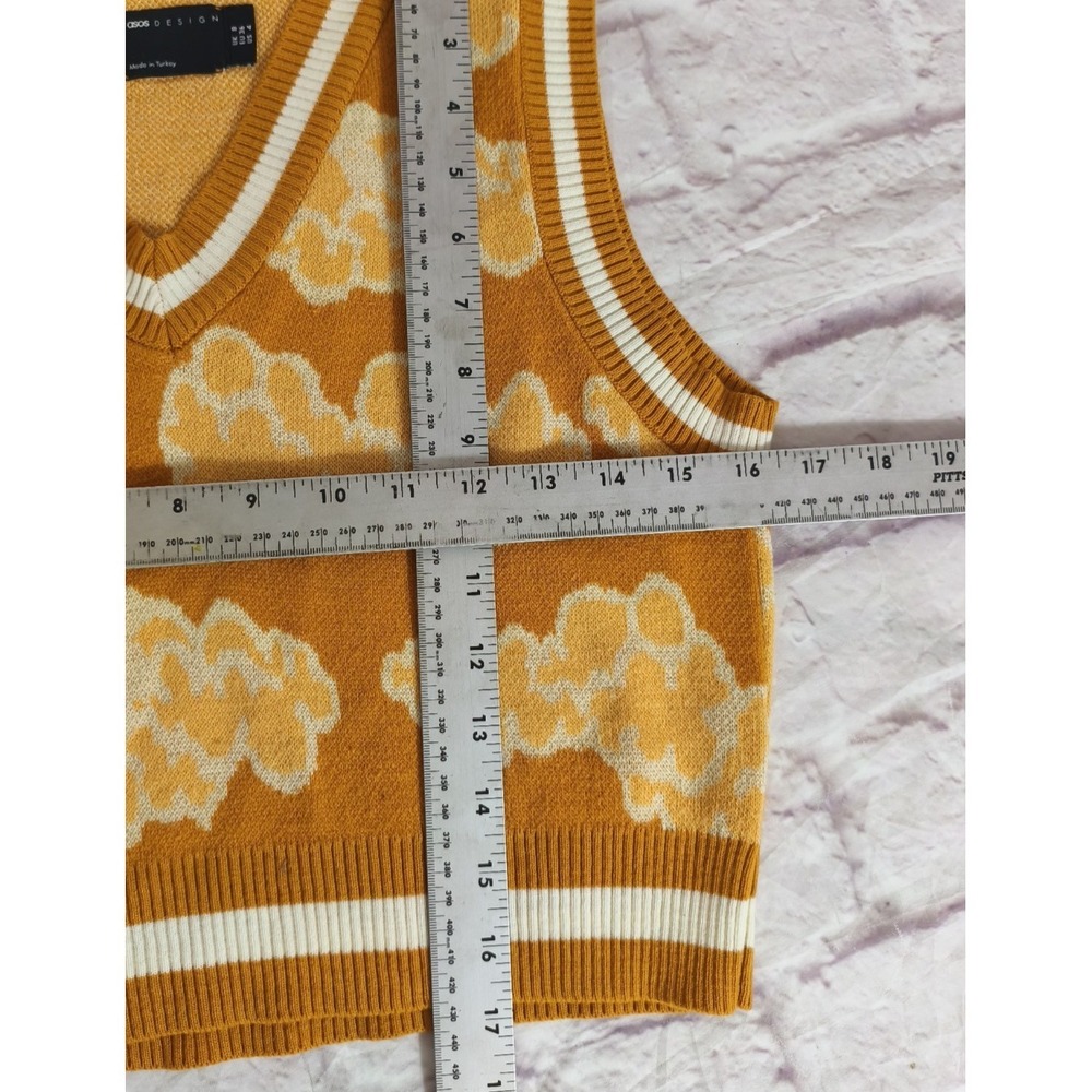 ASOS Designs Yellow Sunny Knit Pullover Cropped Sweater Vest Size 4 Preppy Cheer - Picture 5 of 6